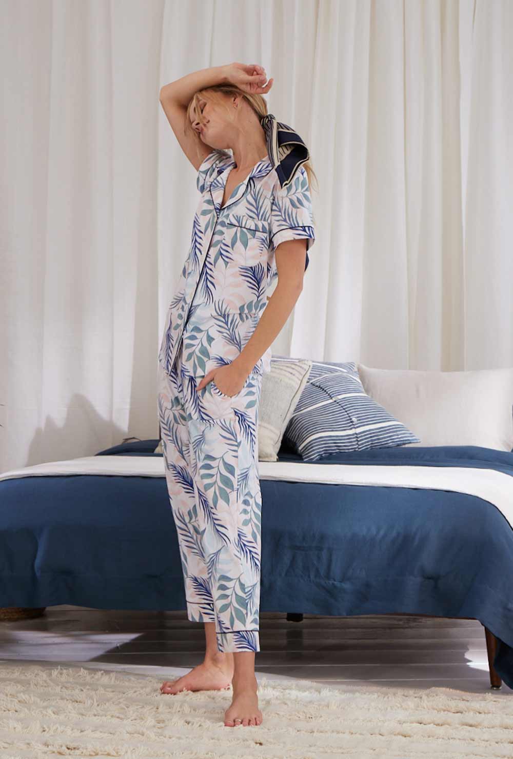 Blues Long Sleeve Classic Stretch Jersey PJ Set